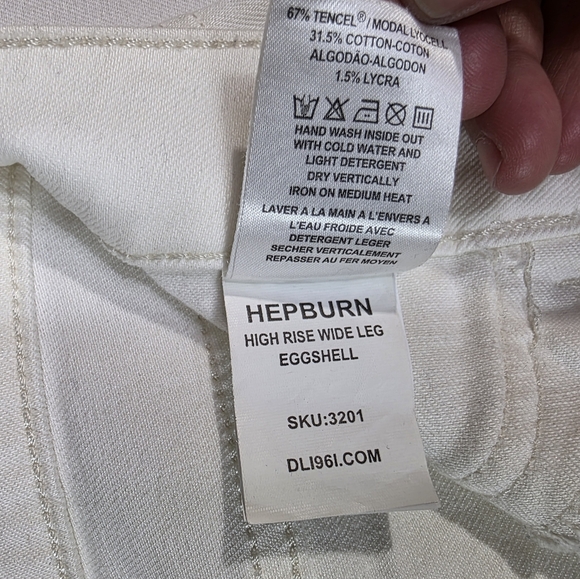 DL1961 Hepburn Wide Leg High Rise Ankle Jeans Eggshell - Picture 8 of 14